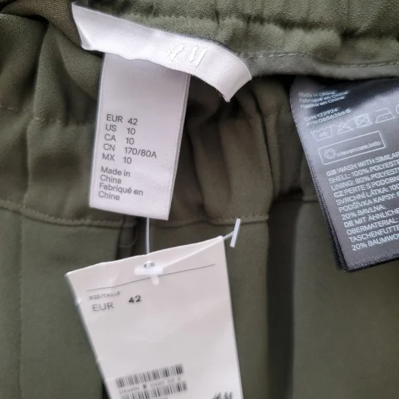 H&M High Waist Women Shorts - Olive Green - Picture 3 of 5